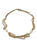 Women's Blue Braided Gold Brass Chain Waist Belt Black