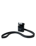 Women's Black Crocodile Leather Silver Metal Logo Airpods Case Accessory