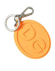 Women's Orange Rubber Dg Logo Silver Brass Metal Keyring Keychain Accessory