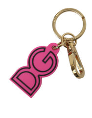 Women's Pink Rubber Gold Tone Metal Dg Logo Keyring Keychain And Zamak Pvc Steel Brass Accessory