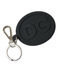 Women's Black Rubber Dg Logo Silver Brass Metal Keyring Keychain | Accessory