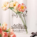Personalizada La Santa Cruz de la Biblia florero claro libro con el título de decoración de la habitación bautismo religioso regalo de cumpleaños para las mujeres cristianas