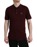 Men's Cotton-Blend Short-Sleeve Polo Maroon Polyester