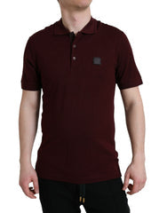 Men's Cotton-Blend Short-Sleeve Polo Maroon Polyester