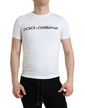Men's White Logo Print Cotton Crew Neck T-Shirt