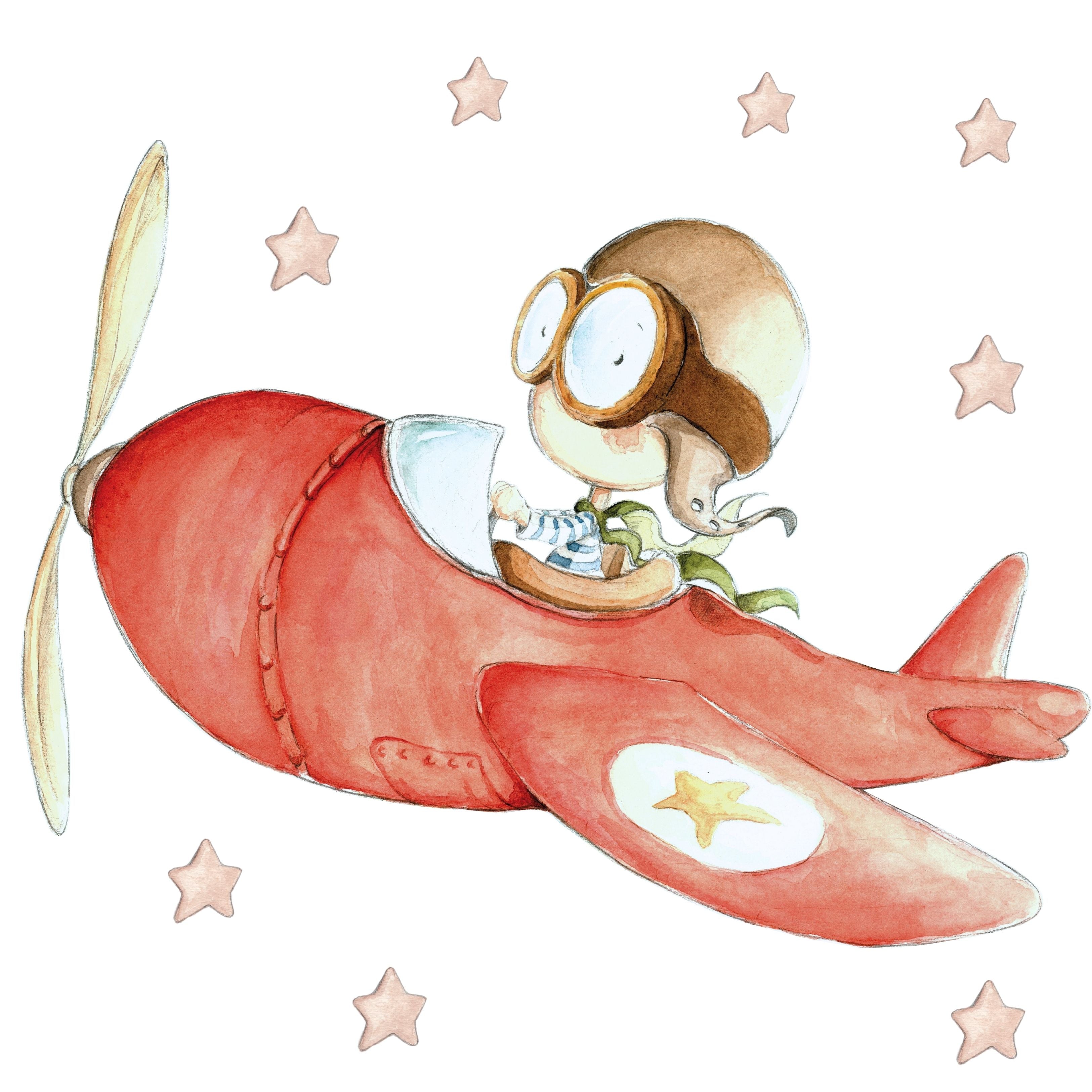 Decorative Vinyl for Children FAST PLANE Airplane - SUEÑOS DE CIGUEÑA