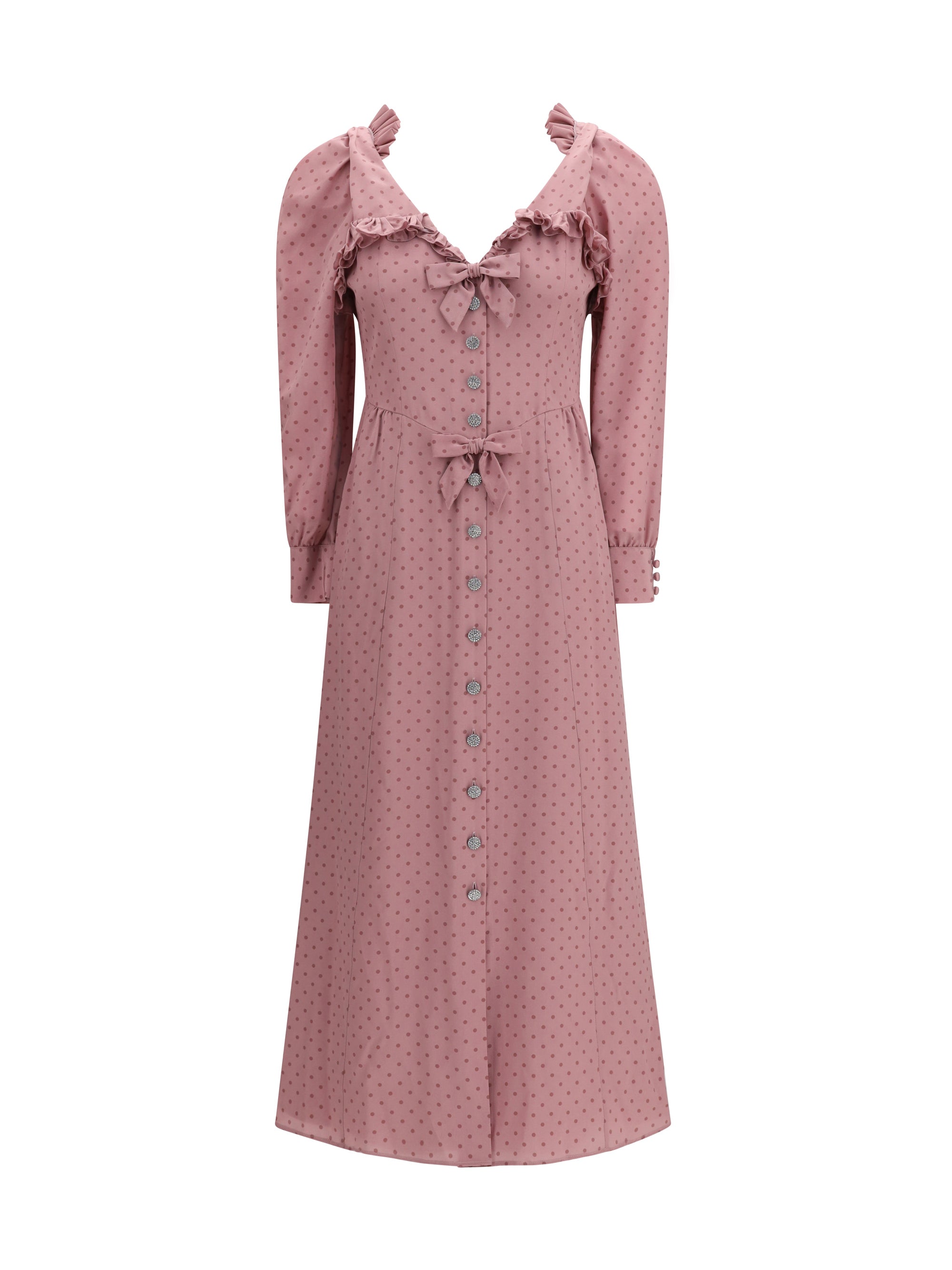 Alessandra Rich Polka Dot Silk Dress — Pink