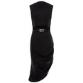 Cowl Neckline Asymmetric Viscose Midi Dress - Black