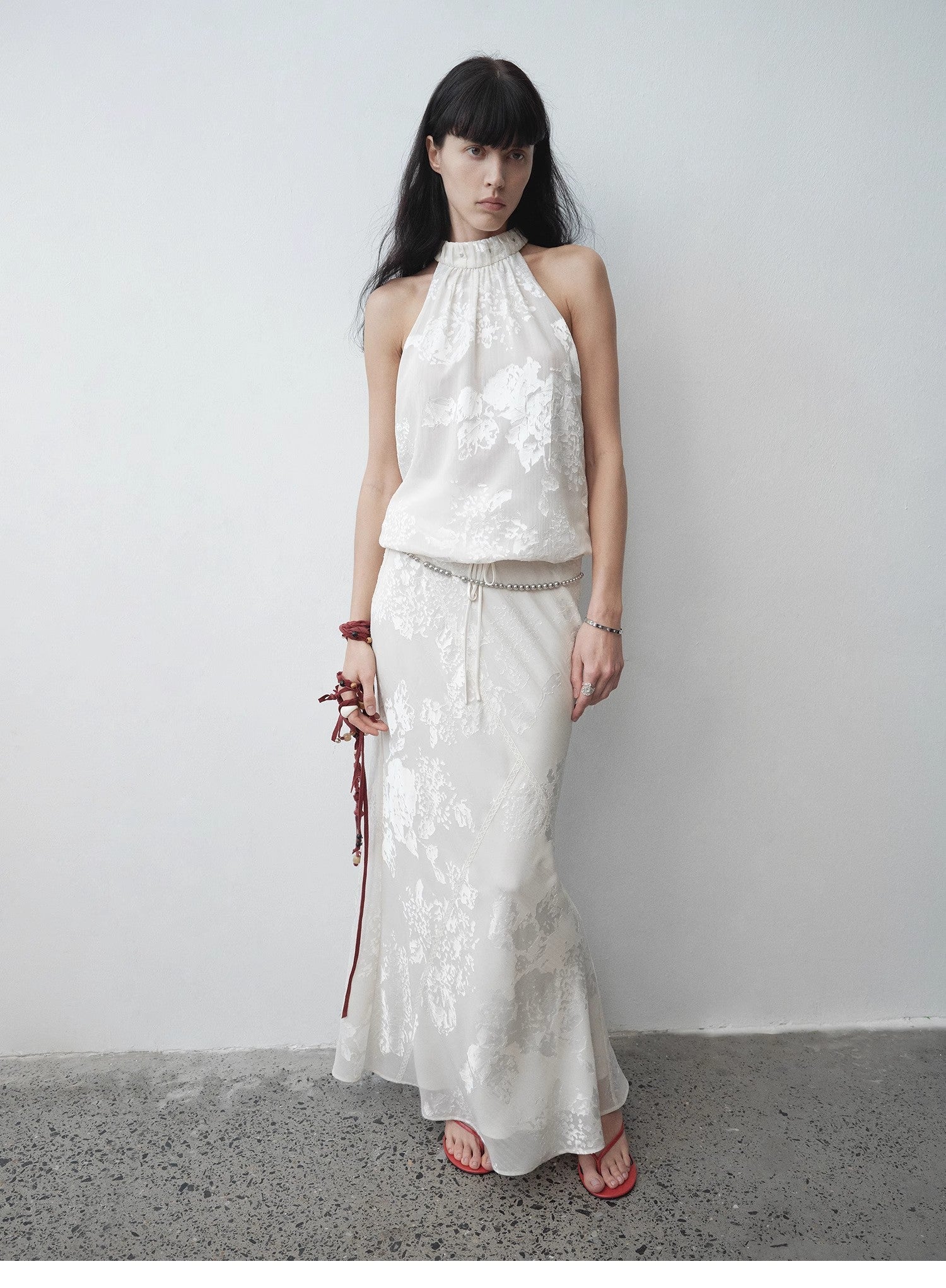 Light and Shadow Retro Posey Halter Neck Vest