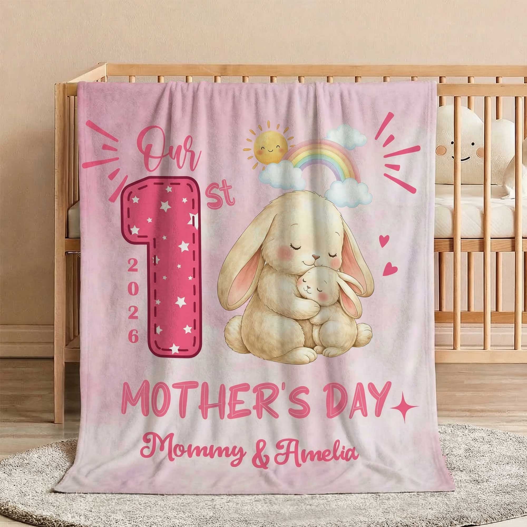 Manta suave personalizada con nombre y año para el Día de la Madre Regalo del Día de la Madre para la nueva mamá Recién nacido