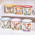 Taza esmaltada de 12 oz con nombre para niños y niñas, regalo de cumpleaños para la vuelta al cole, personalizada Wildflower Cute Animal