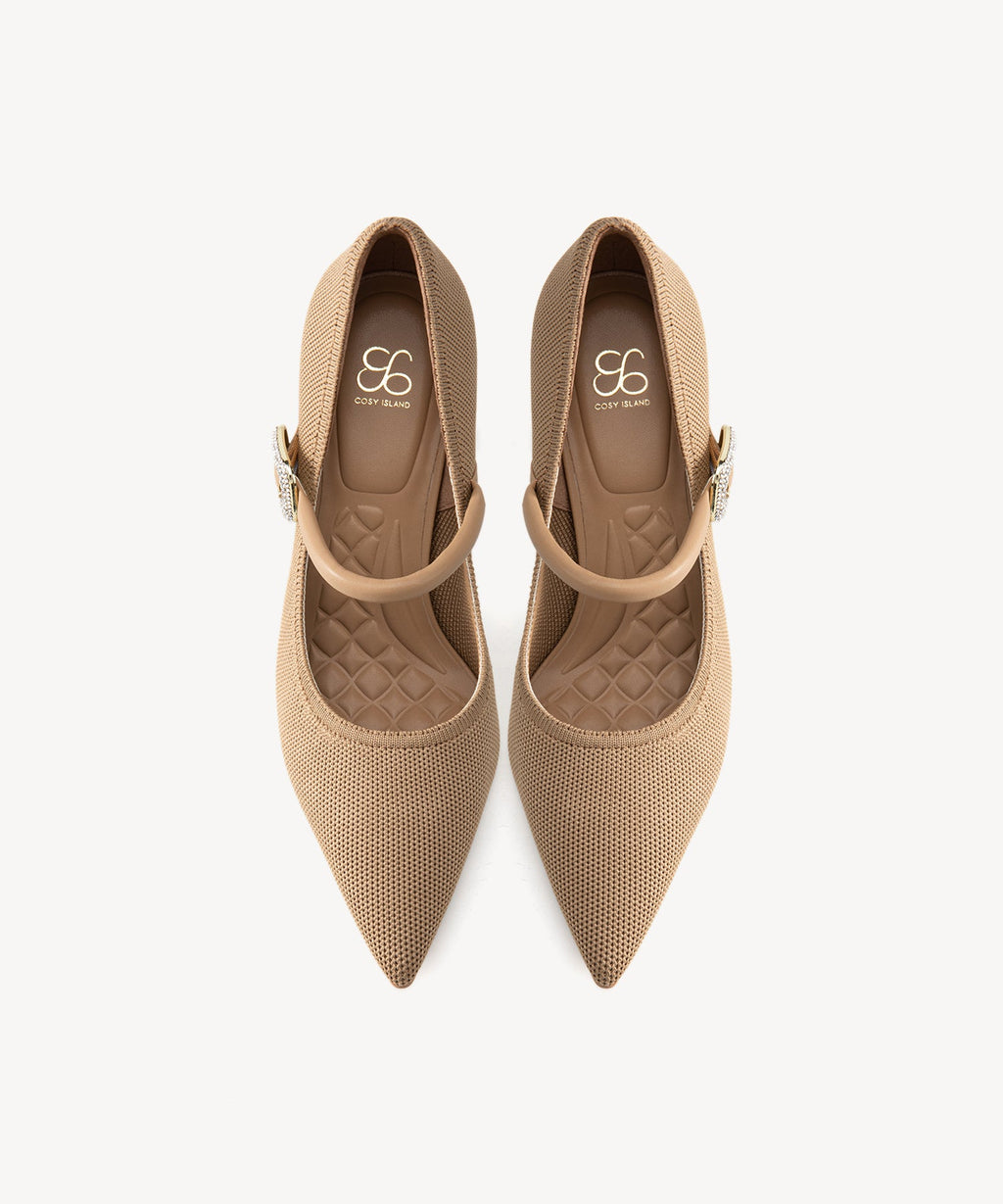 EternalPace Shimmer Buckle Pointed Toe Heeled Pump