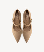 EternalPace Shimmer Buckle Pointed Toe Heeled Pump