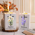 Flor de Nacimiento Personalizada Cruz Versículo de la Biblia Portavelas de Madera con Nombre Cumpleaños Bautizo Regalo para Cristianos