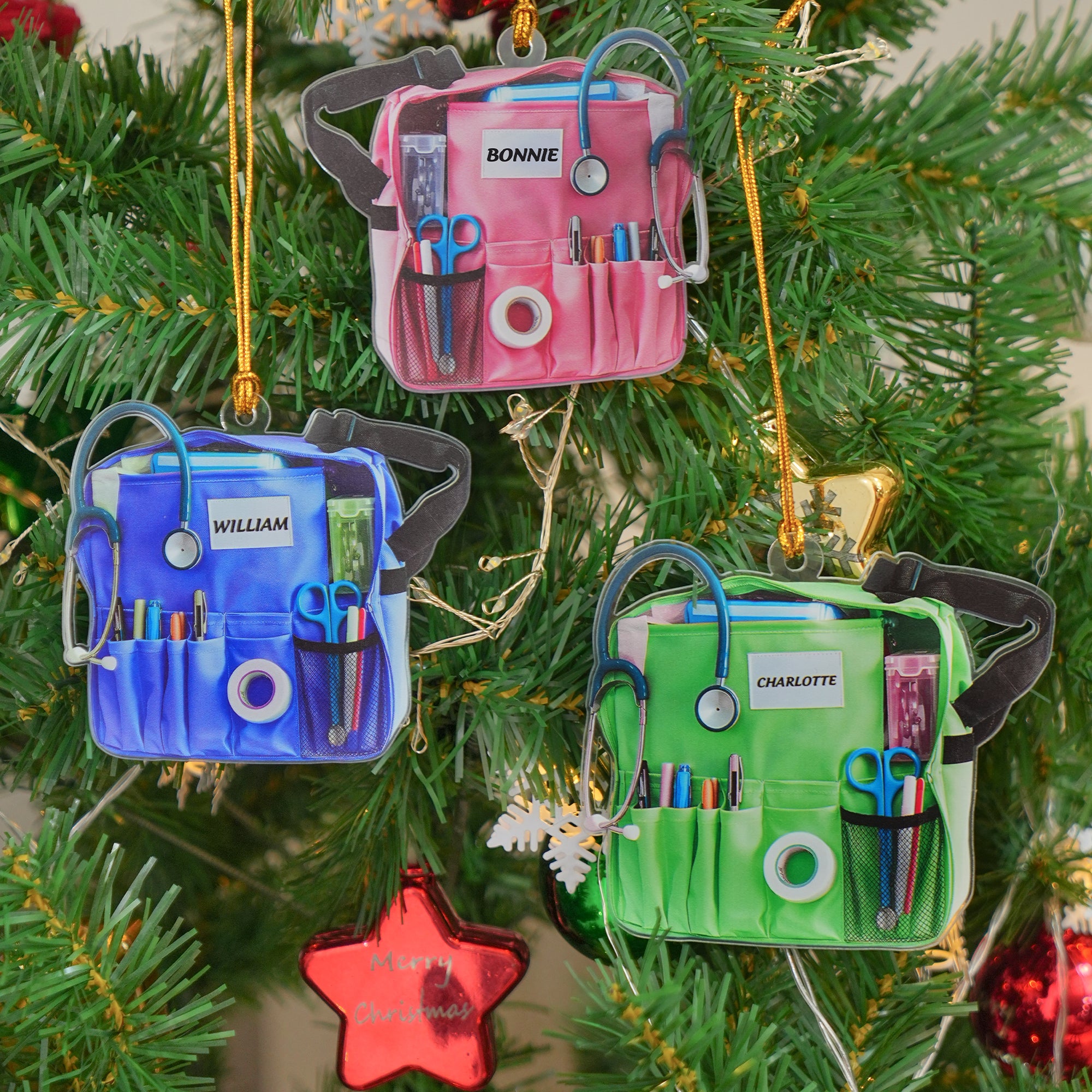 Bolsa de Enfermera Personalizada Adorno de Navidad de Acrílico con el Nombre de la Enfermera Decoración del Árbol de Navidad Regalo de Aprecio a la Enfermera para Enfermeras