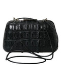 Women's Crocodile Leather Clutch Shoulder Black Skin Lamb