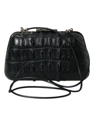 Women's Crocodile Leather Clutch Shoulder Black Skin Lamb