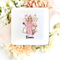 Personalizada de dibujos animados Pijama Chica de cerámica Baratija Joyería Plato con Nombre Amistad Pijama Party Cumpleaños Regalo para Hermanas Amigos