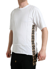 Men's White Logo Crew Neck Short Sleeves T-Shirt Cotton