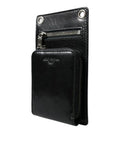 Men's Wallet Black Horse Leather Zip Logo Cross Body Phone Slot Calf