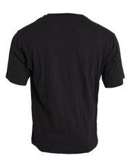 Men's Black Printed Pocket Cotton Crewneck T-Shirt