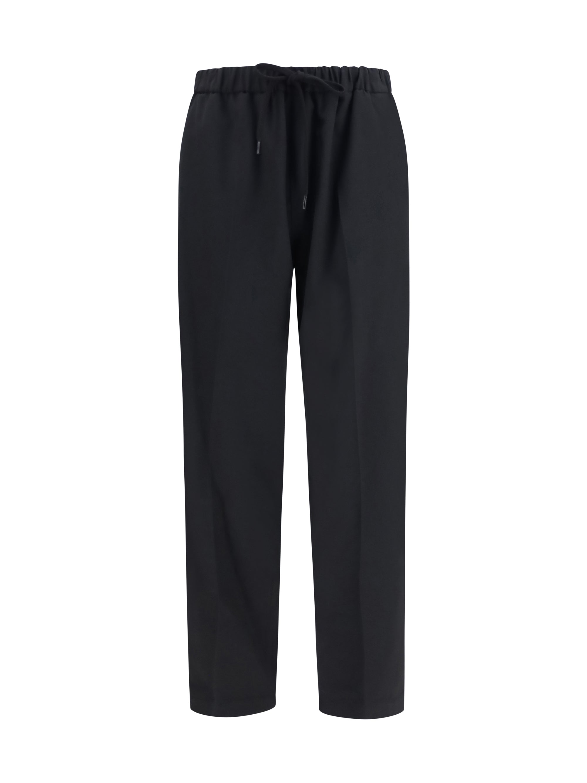 MM6 Maison Margiela Drawstring Straight-Leg Trousers — Black