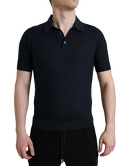 Men's Silk Knit Polo Navy