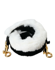 Women's Black White Lapin Fur Accessory Shoulder Strap And Bag