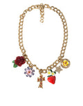 Women's Gold Chain Rose Cross Strawberry Star Pendant Necklace Brass
