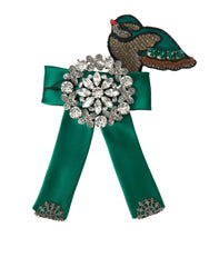 Green Satin Bird Crystal Women Hair Clip Fabric Accessory