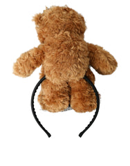 Women's Brown Teddy Bear Gold Crystal Crown Hair Band Diadem Polyester Brass Accessory