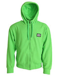 Men's Neon Green Hooded Full Zip Top Sweater Polyester