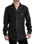 Men's Black Polka Dot Silk Long Sleeve Shirt