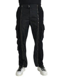 Men's Black Cotton Blend Skinny Pants Polyester
