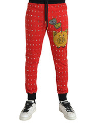 Men's Red Year Of The Pig Jogger Sweatpants Pants Cotton