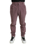 Men's Purple Corduroy Cotton Stretch Skinny Pants Elastane