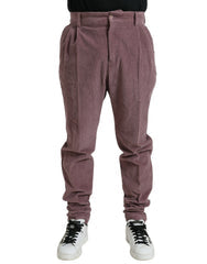 Men's Purple Corduroy Cotton Stretch Skinny Pants Elastane
