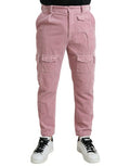 Men's Pink Corduroy Cotton Stretch Skinny Cargo Jeans Elastane Clothing
