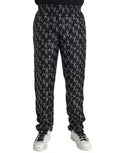 Men's Black Horseshoe Print Silk Pants