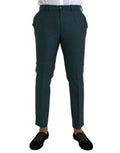 Men's Green Wool Skinny Slim Dress Pants Dark Virgin