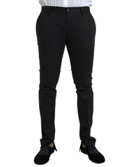 Men's Black Cotton Stretch Skinny Dress Pants Elastane