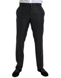 Men's Black Wool Silk Skinny Dress Pants