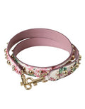 Women's Pink Floral Handbag Accessory Shoulder Strap Calf Leather Bag