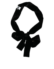 Black Viscose Wide Waist Women Belt Cotton Silk