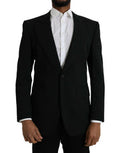 Men's Black Wool Peak Single Breasted Coat Blazer Virgin Clothing