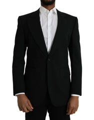 Men's Black Wool Peak Single Breasted Coat Blazer Virgin Clothing