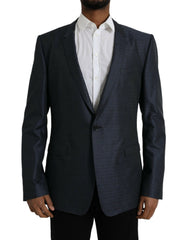 Men's Blue Wool Gold Single Breasted Coat Blazer Virgin Polyester Clothing