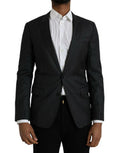 Men's Black Stripe Martini Single Breasted Coat Blazer Virgin Wool Clothing