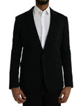 Men's Black Wool Notch Single Breasted Coat Blazer Virgin Nylon Clothing