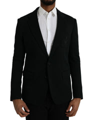 Men's Black Wool Notch Single Breasted Coat Blazer Virgin Nylon Clothing